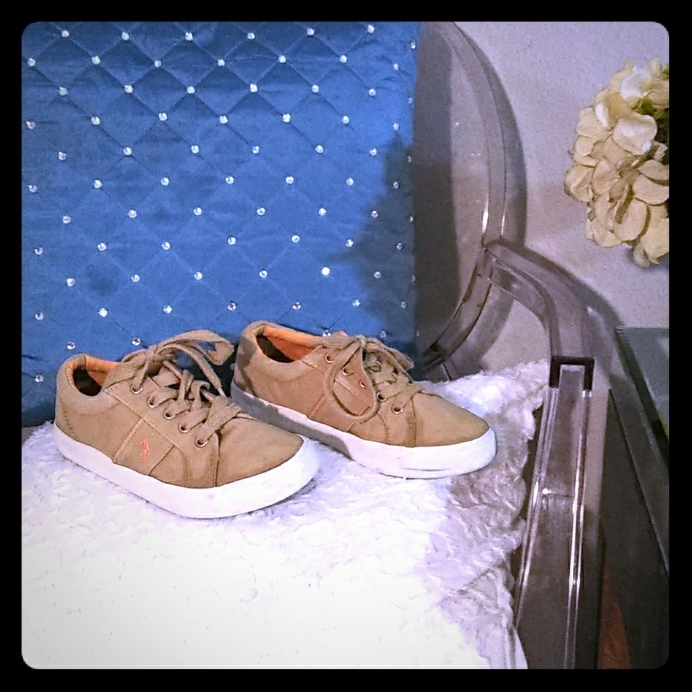Ralp Lauren Polo Tan Canvas shoes Boys Size 2Y
